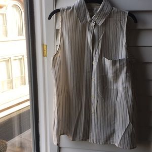 Off white striped button down blouse